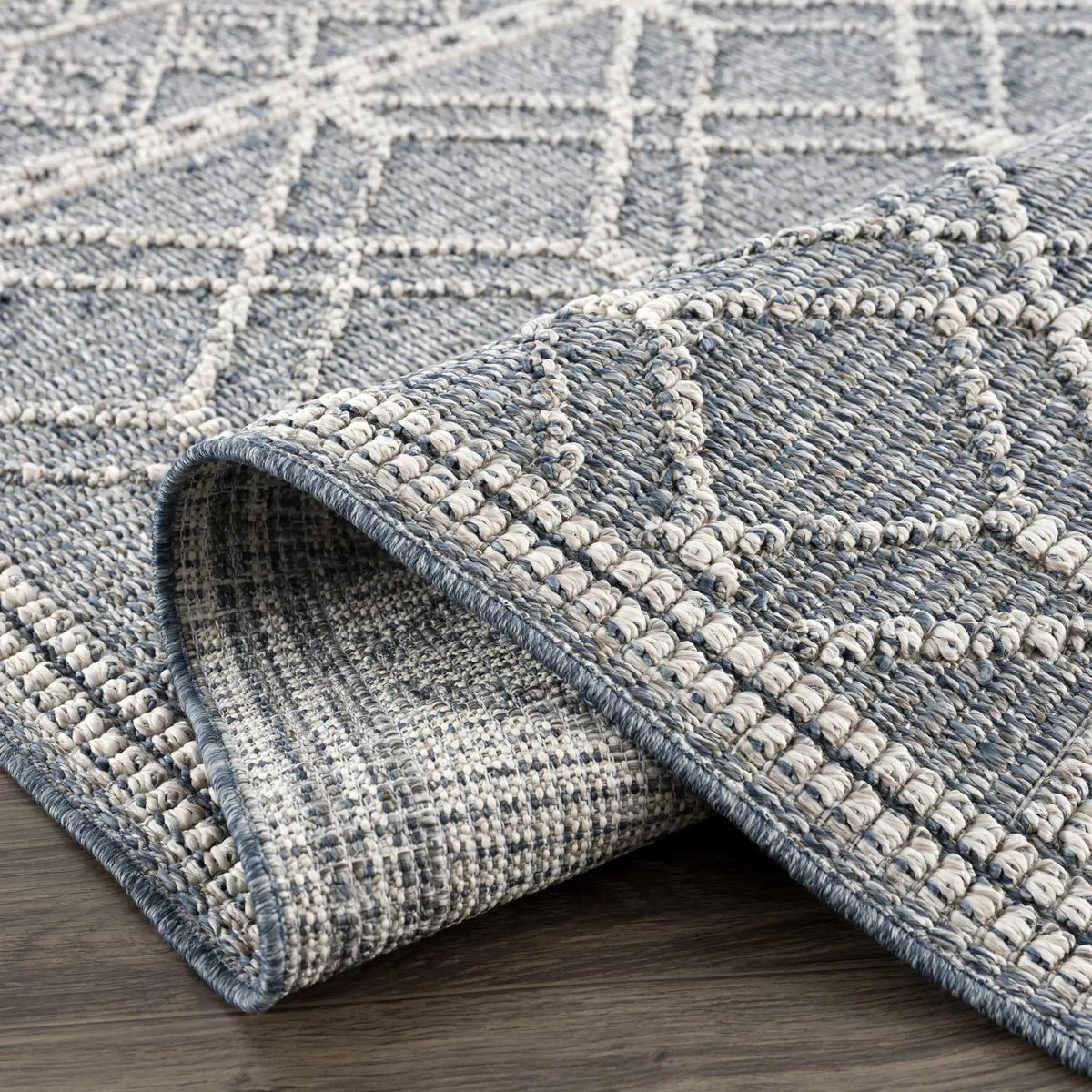 Diah Gray Blue & Bone Outdoor Area Rug - Clearance, photo 7 of 18