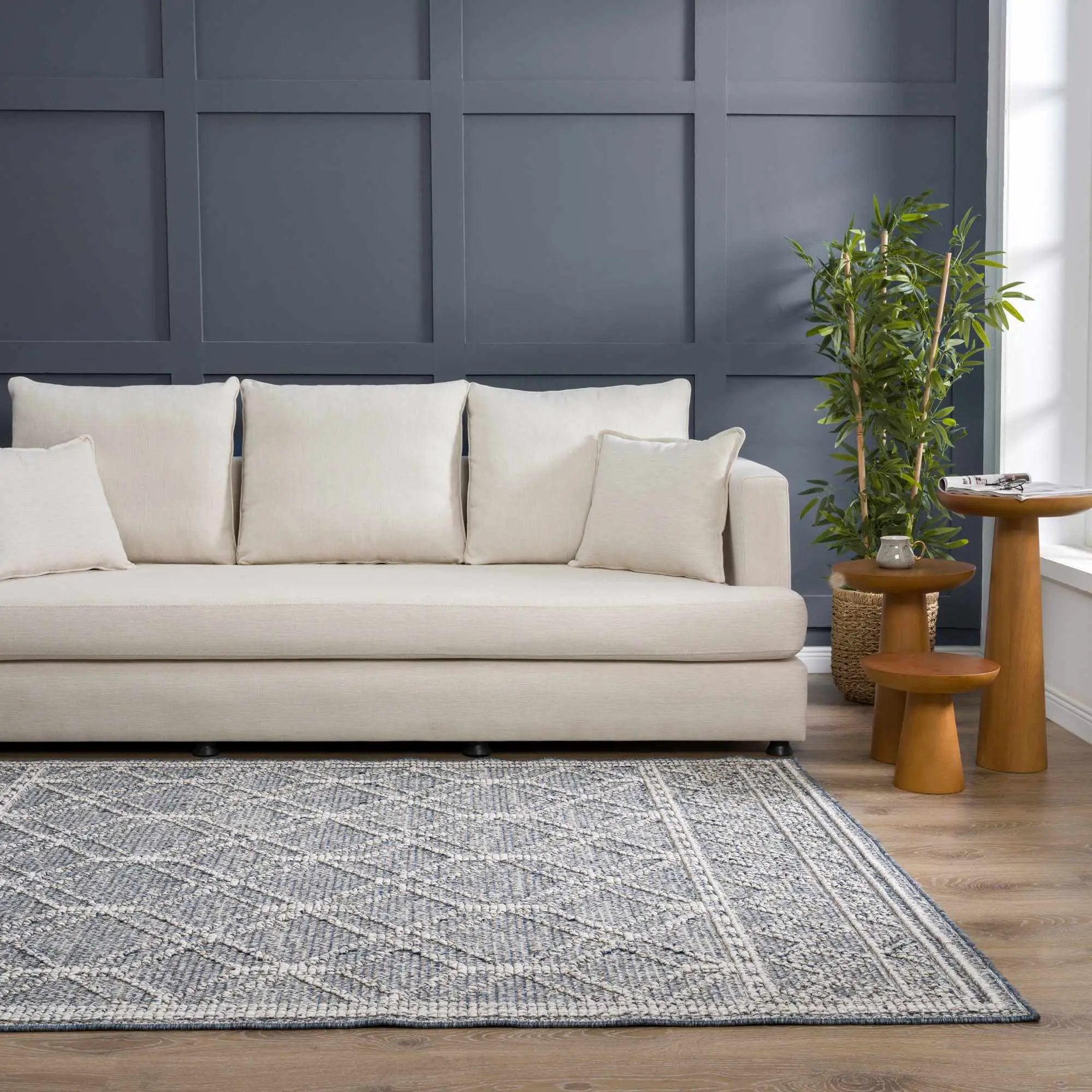 Diah Gray Blue & Bone Outdoor Area Rug - Clearance by Boutique Rugs