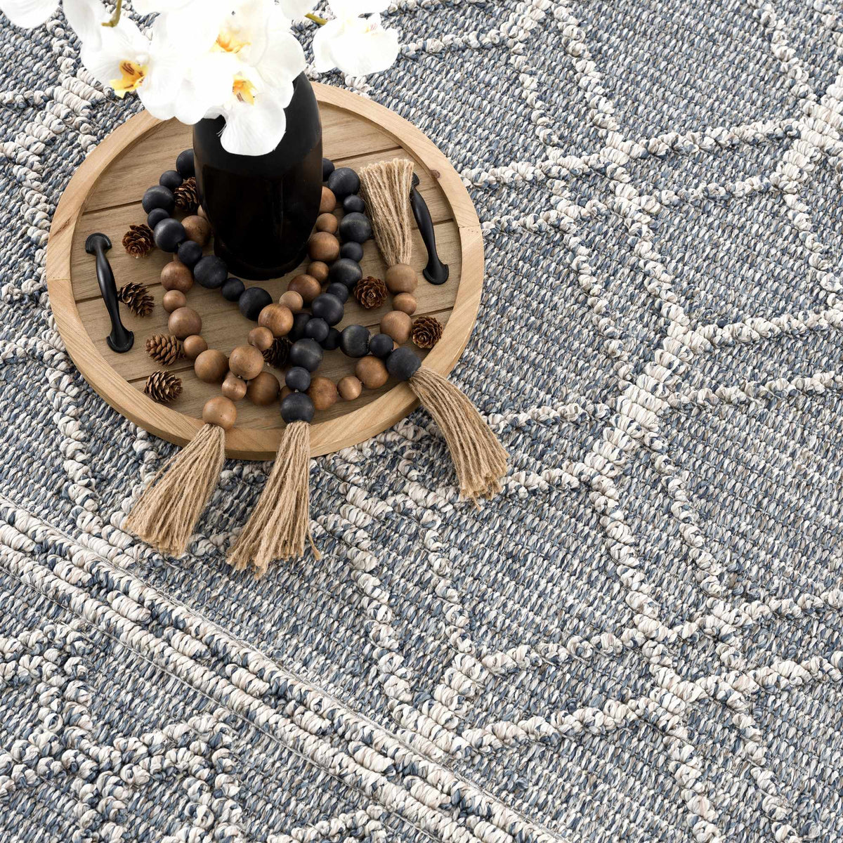 Diah Gray Blue & Bone Outdoor Area Rug - Clearance, photo 12 of 18
