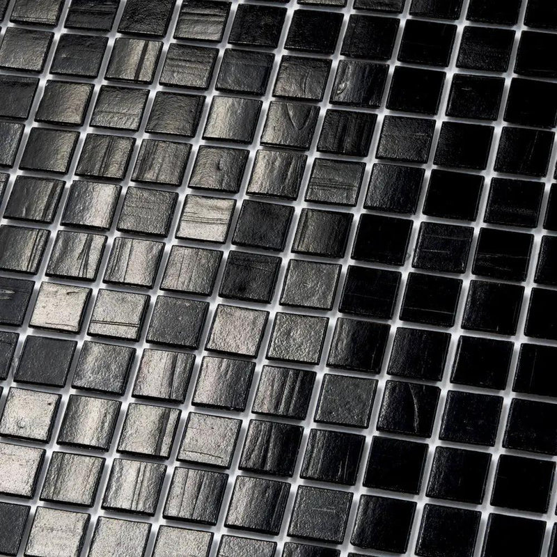 Black 12x12 Glossy Glass Uniform Square Mosaic Tile (20 pack, 20 sq ft/case) by Apollo Tile