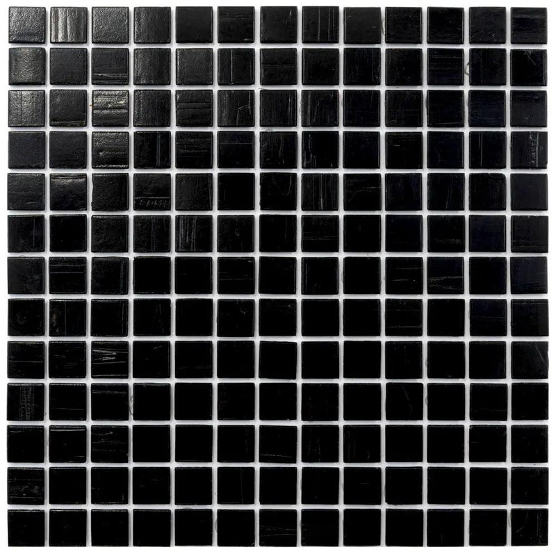 Black 12x12 Glossy Glass Uniform Square Mosaic Tile (20 pack, 20 sq ft/case) by Apollo Tile
