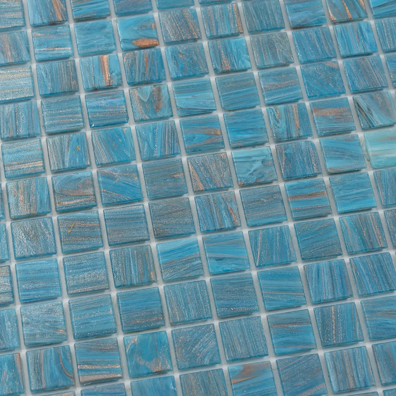 Bright Cerulean Blue 12x12 Glossy Uniform Square Glass Mosaic Tile (20 pack, 20 sq ft/case) by Apollo Tile
