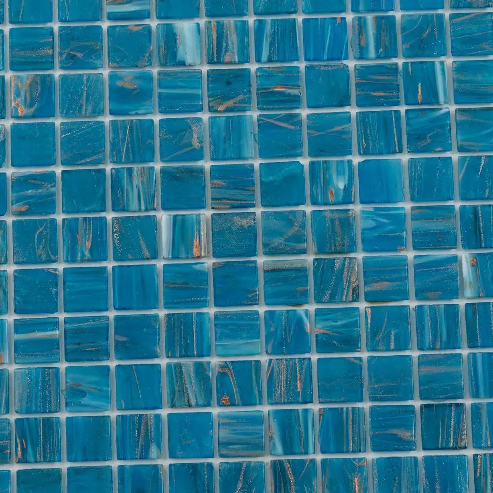 Blue 12x12 Uniform Square Glossy Glass Mosaic Tile (20 pack, 20 sq ft/case) by Apollo Tile