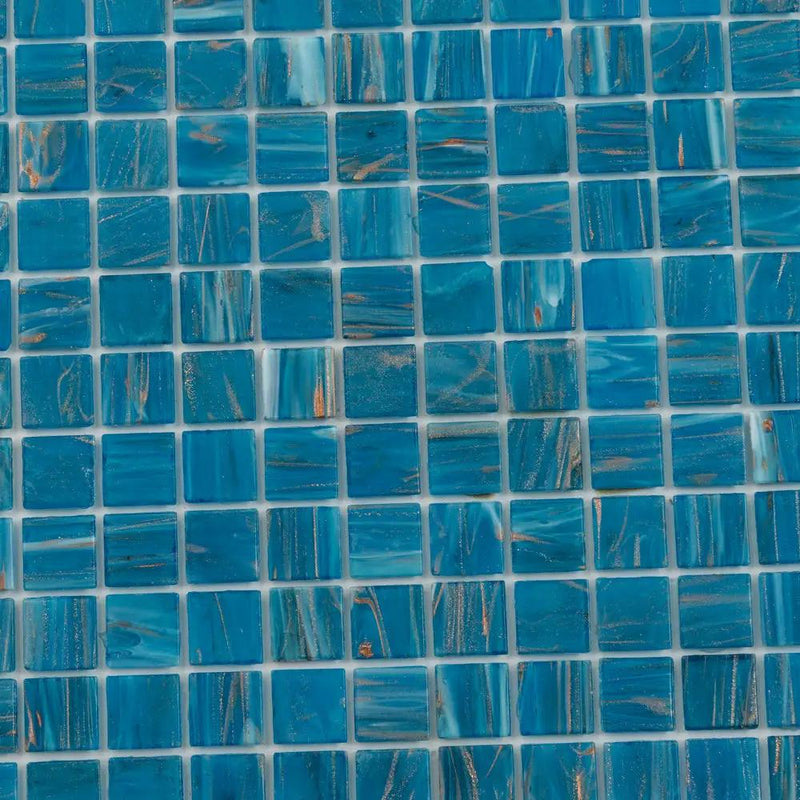 Blue 12x12 Uniform Square Glossy Glass Mosaic Tile (20 pack, 20 sq ft/case) by Apollo Tile