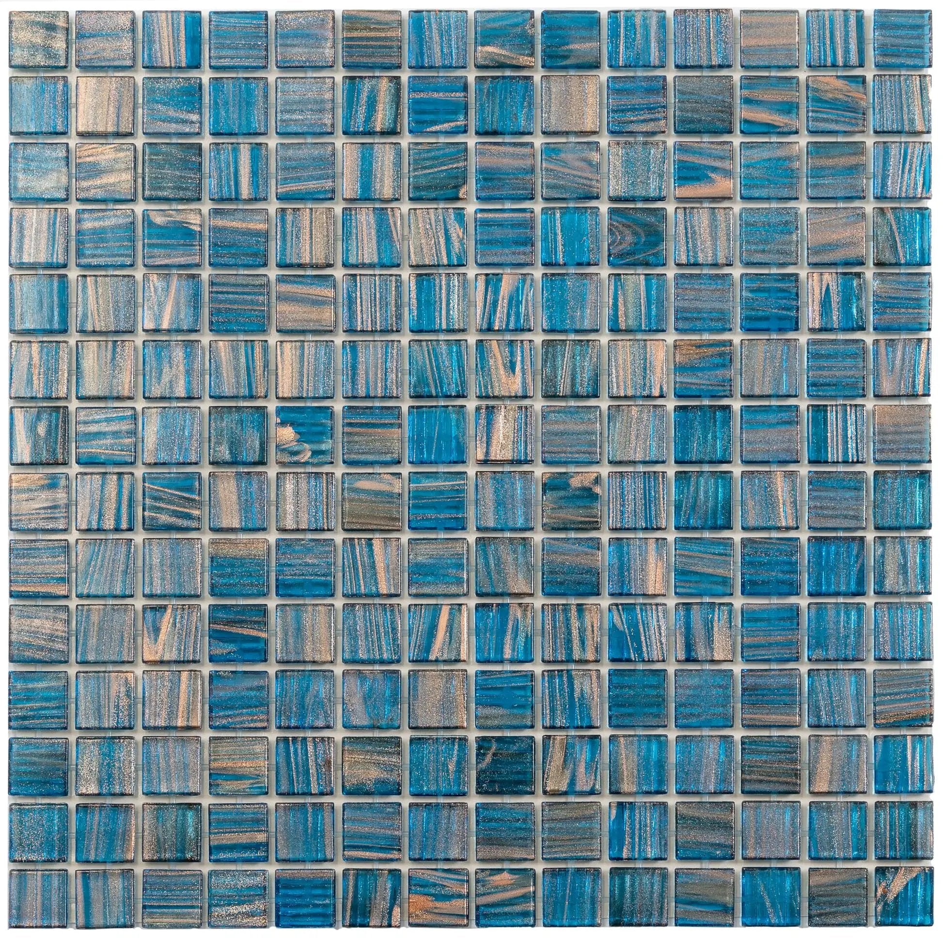 Yale Blue Gold 12x12 Glossy Uniform Square Glass Mosaic Tile (20 pack, 20 sq ft/case) by Apollo Tile