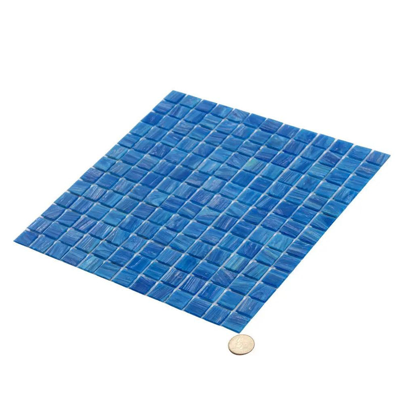 Trypan Blue 12x12 Glossy Uniform Square Glass Mosaic Tile (20 pack, 20 sq ft/case) by Apollo Tile