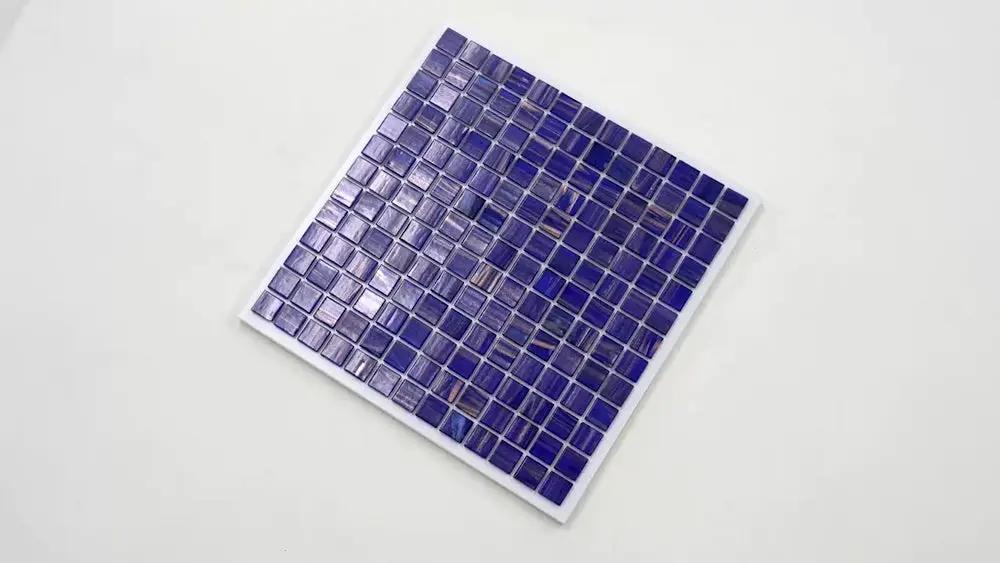 Royal Blue Gold 12x12 Glossy Uniform Square Glass Mosaic Tile (20 pack, 20 sq ft/case) by Apollo Tile