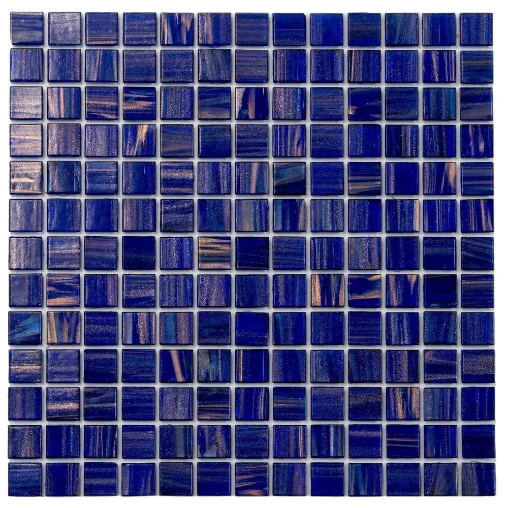 Royal Blue Gold 12x12 Glossy Uniform Square Glass Mosaic Tile (20 pack, 20 sq ft/case) by Apollo Tile