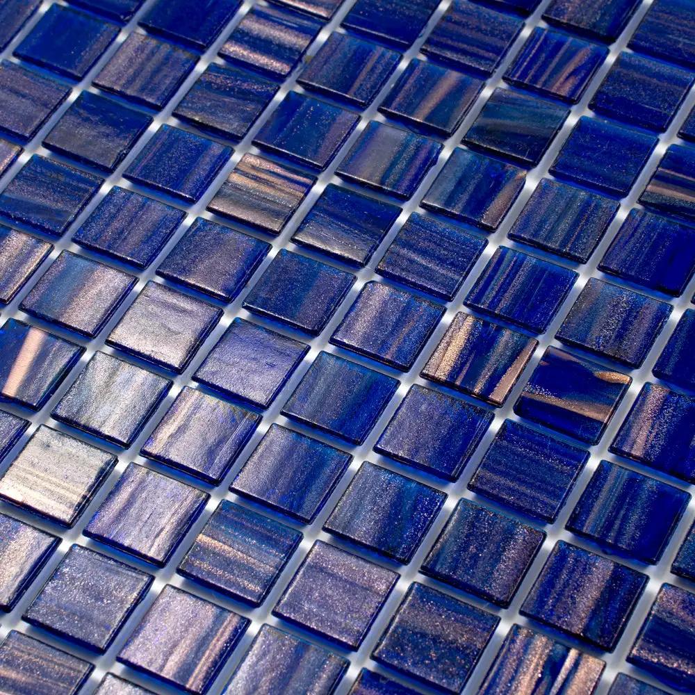 Royal Blue Gold 12x12 Glossy Uniform Square Glass Mosaic Tile (20 pack, 20 sq ft/case) by Apollo Tile