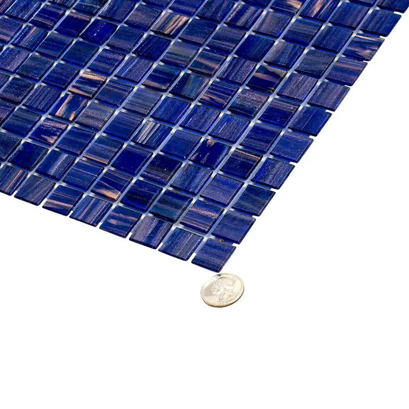 Royal Blue Gold 12x12 Glossy Uniform Square Glass Mosaic Tile (20 pack, 20 sq ft/case) by Apollo Tile