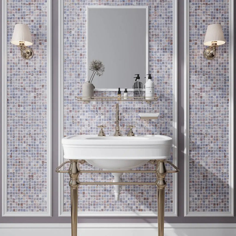 Manatee Blue 12x12 Glossy Uniform Square Glass Mosaic Tile (20 pack, 20 sq ft/case) by Apollo Tile