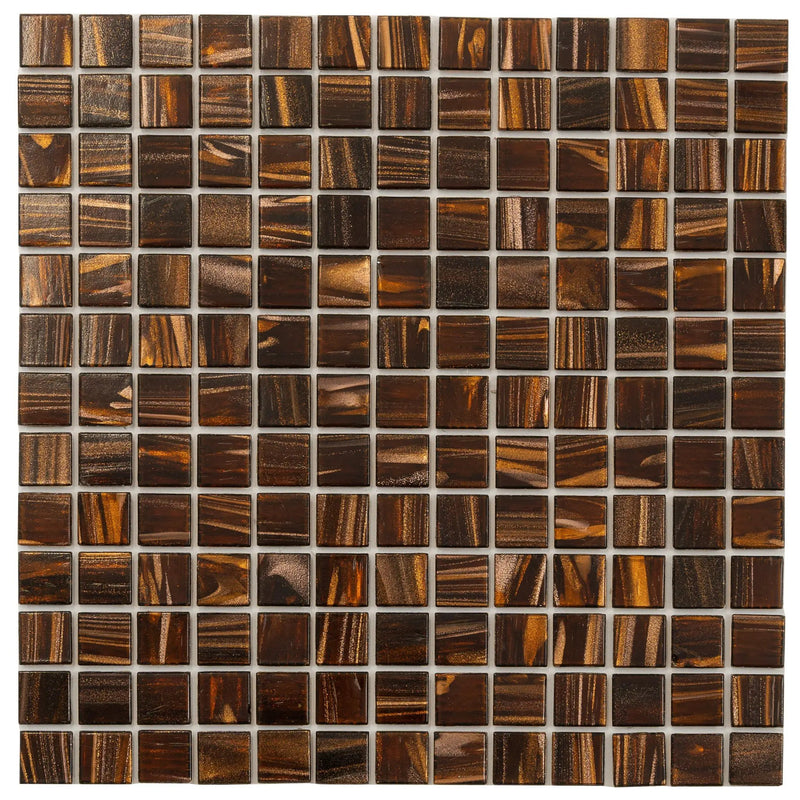 Brown Gold 12x12 Glossy Uniform Square Glass Mosaic Tile (20 pack, 20 sq ft/case) by Apollo Tile