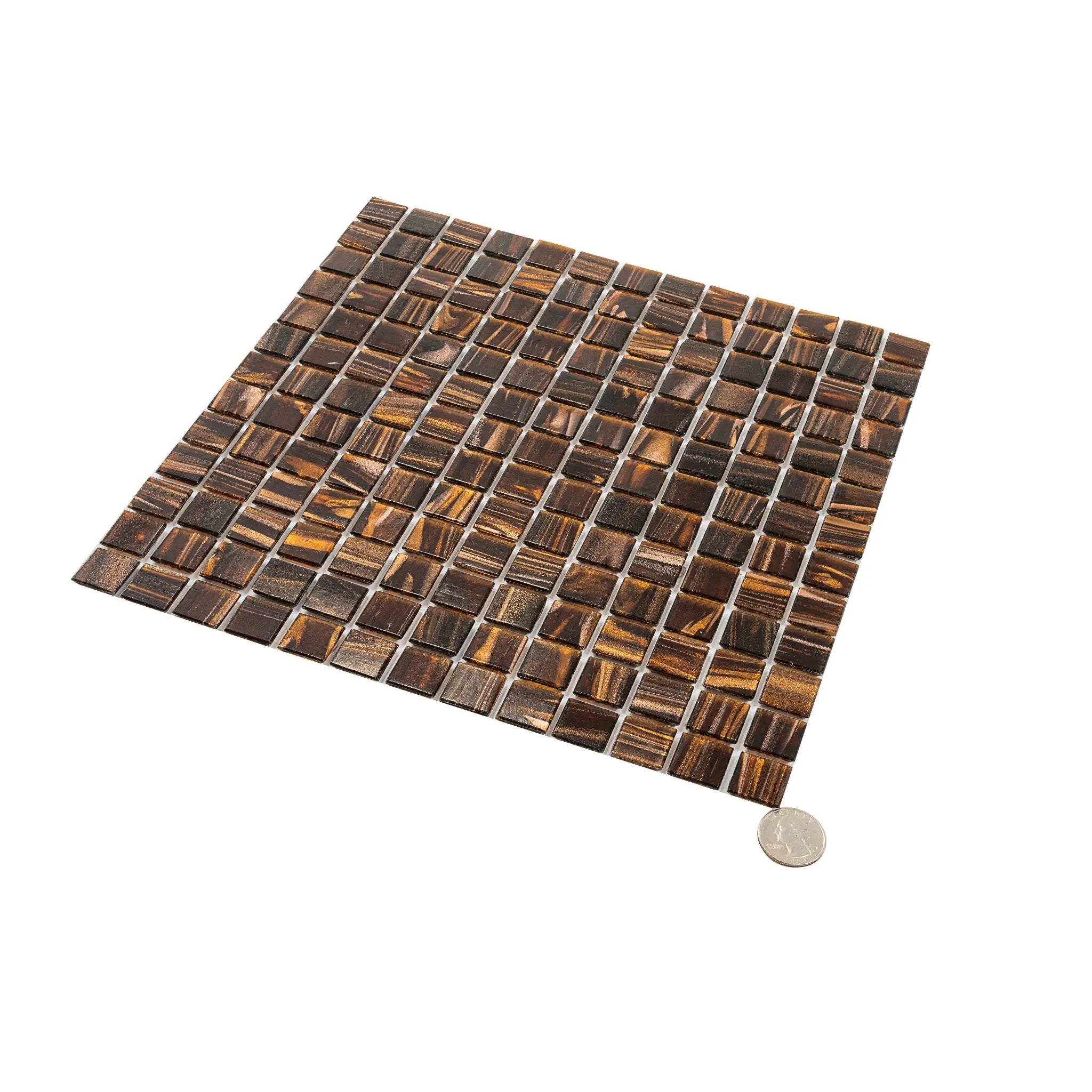 Brown Gold 12x12 Glossy Uniform Square Glass Mosaic Tile (20 pack, 20 sq ft/case) by Apollo Tile