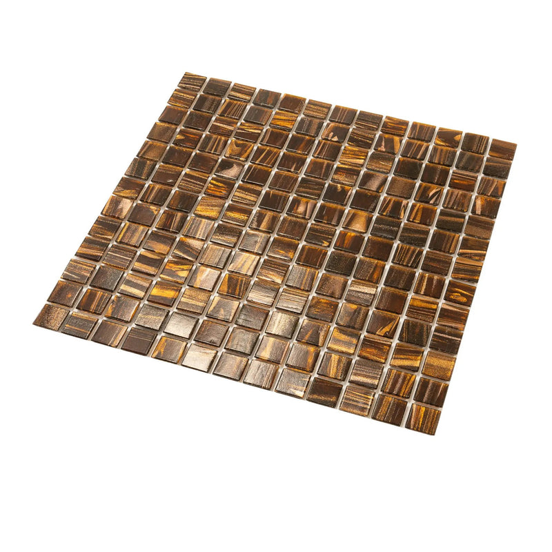 Brown Gold 12x12 Glossy Uniform Square Glass Mosaic Tile (20 pack, 20 sq ft/case) by Apollo Tile