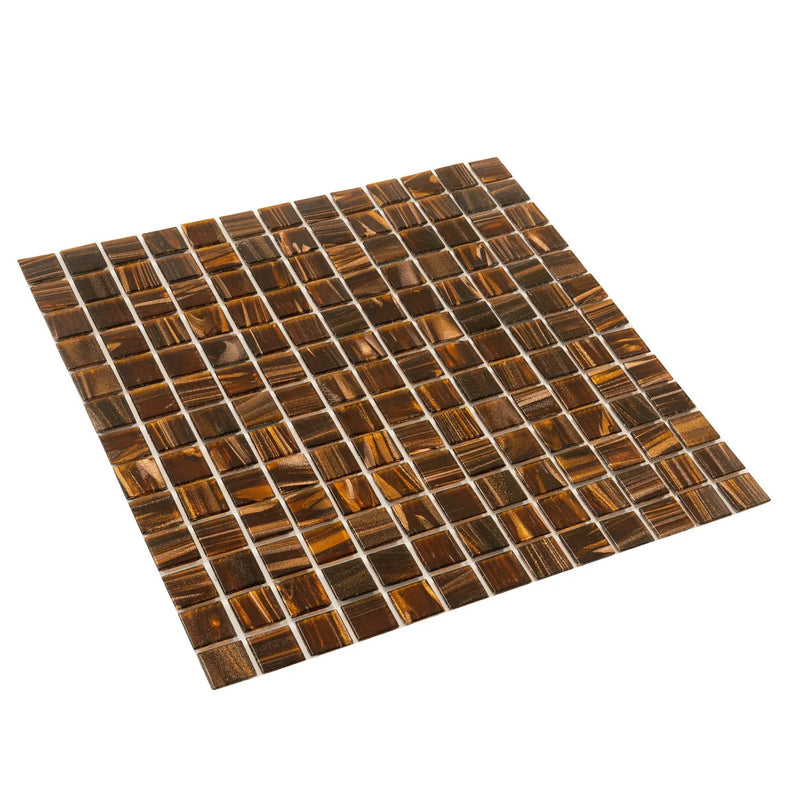 Brown Gold 12x12 Glossy Uniform Square Glass Mosaic Tile (20 pack, 20 sq ft/case) by Apollo Tile