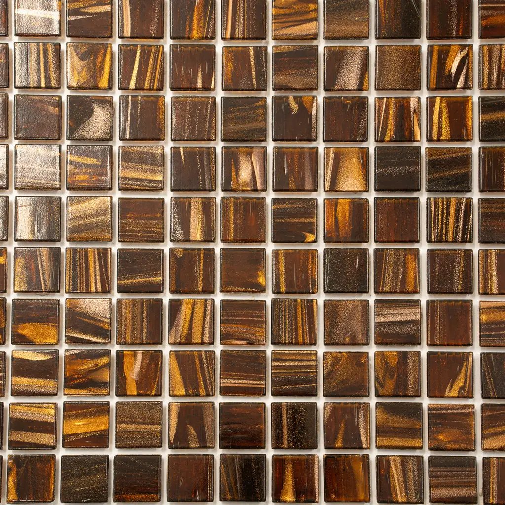 Brown Gold 12x12 Glossy Uniform Square Glass Mosaic Tile (20 pack, 20 sq ft/case) by Apollo Tile