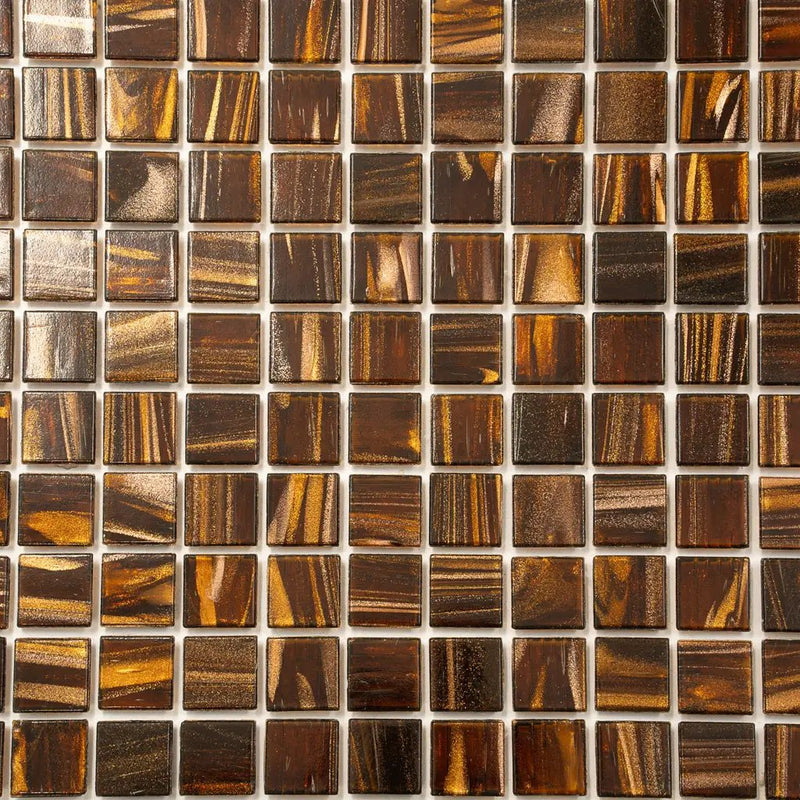 Brown Gold 12x12 Glossy Uniform Square Glass Mosaic Tile (20 pack, 20 sq ft/case) by Apollo Tile