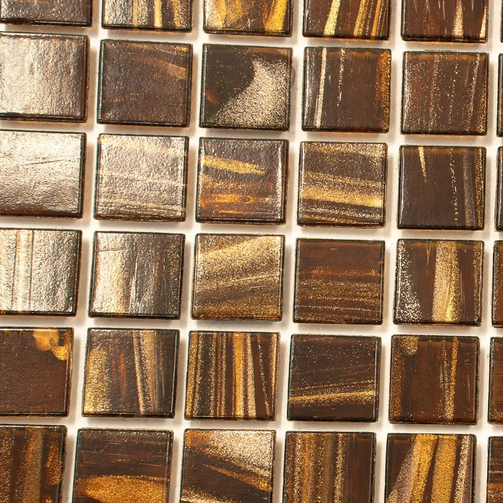 Brown Gold 12x12 Glossy Uniform Square Glass Mosaic Tile (20 pack, 20 sq ft/case) by Apollo Tile