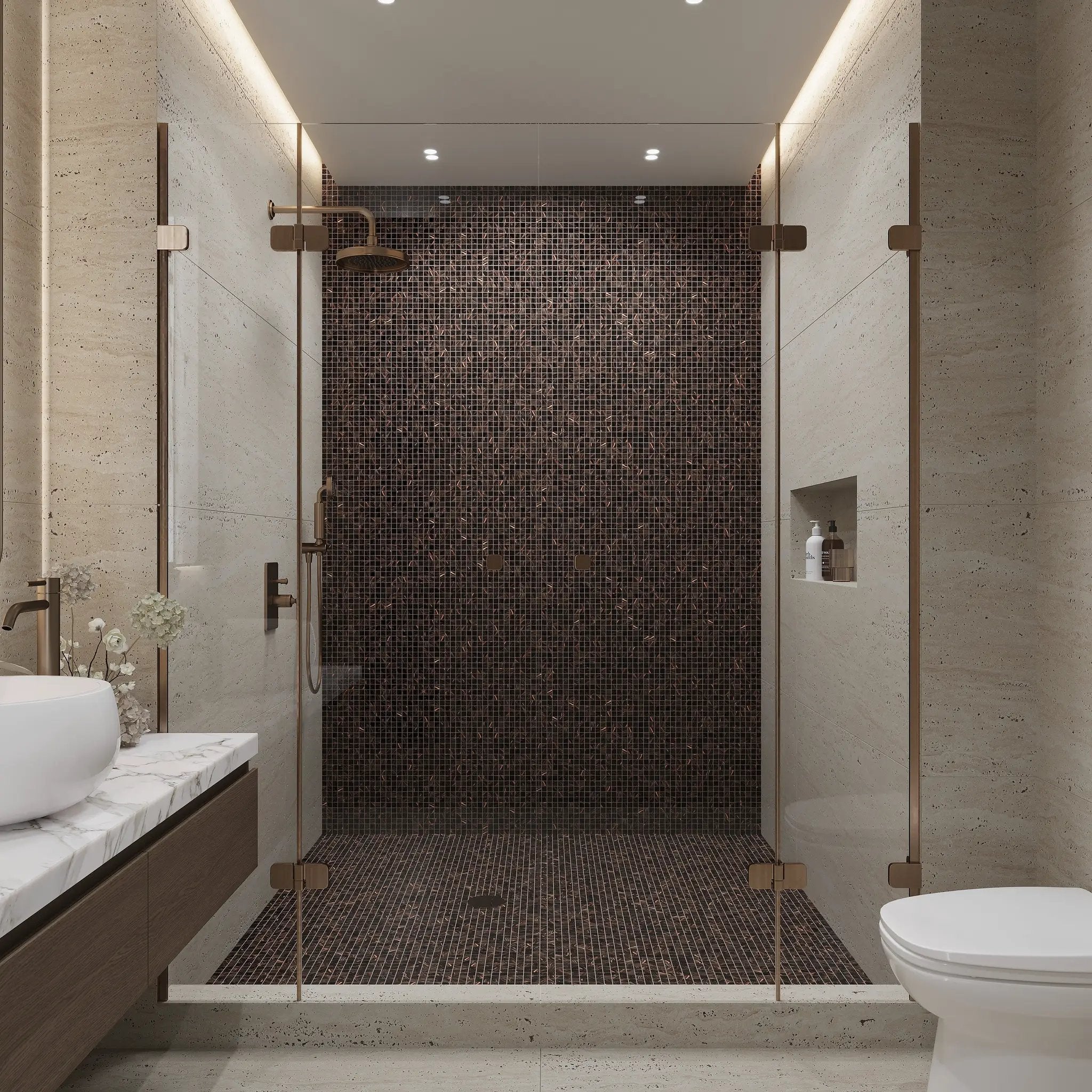 Umber Brown Gold 12x12 Glossy Uniform Square Glass Mosaic Tile (20 pack, 20 sq ft/case) by Apollo Tile