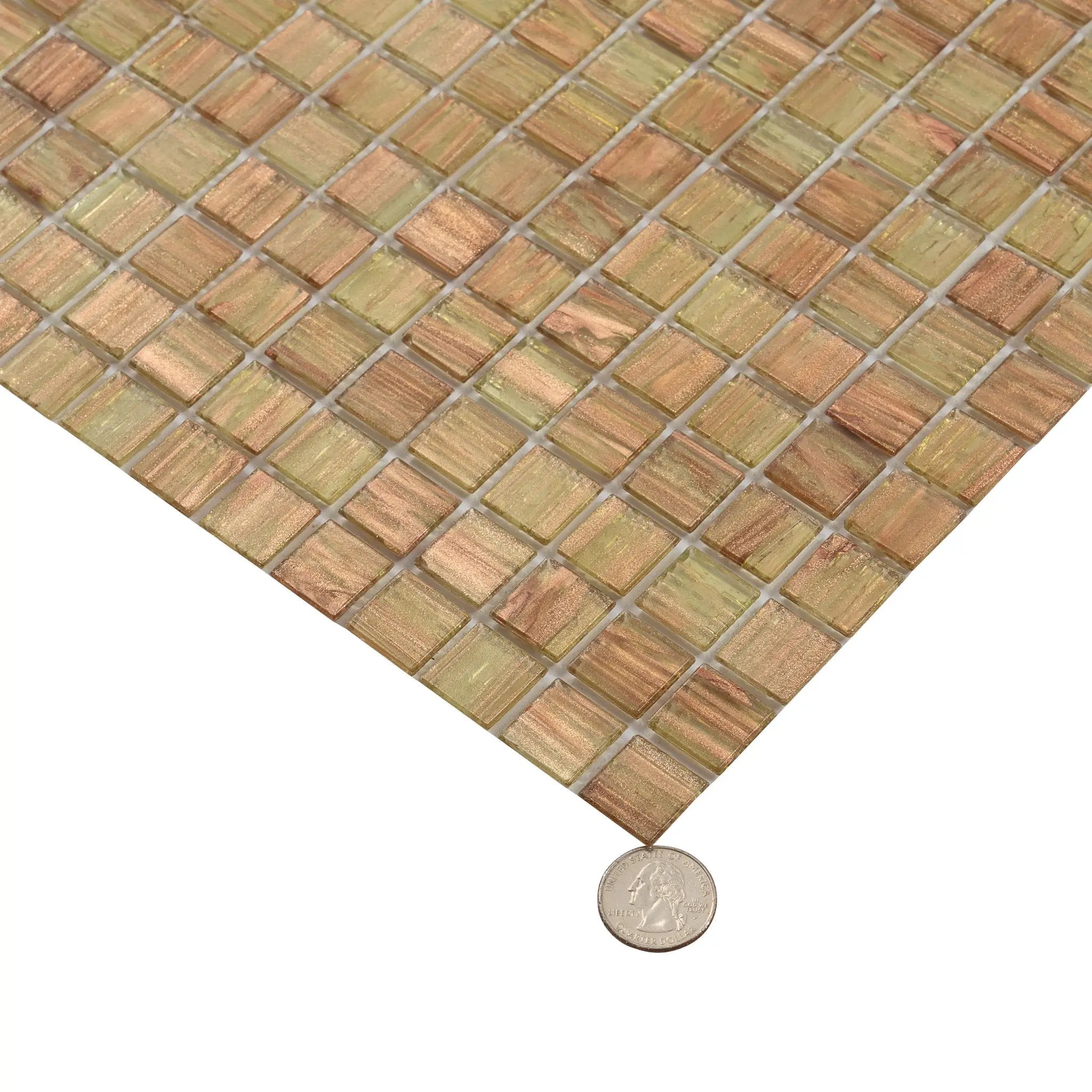 Tortilla Brown 12x12 Glossy Uniform Square Glass Mosaic Tile (20 pack, 20 sq ft/case) by Apollo Tile