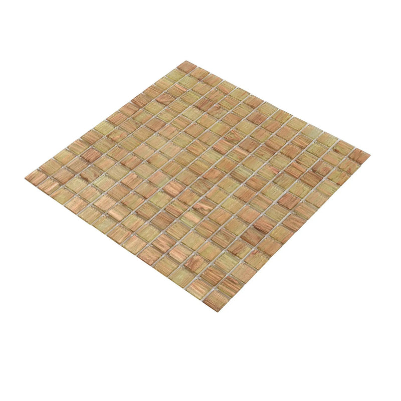 Tortilla Brown 12x12 Glossy Uniform Square Glass Mosaic Tile (20 pack, 20 sq ft/case) by Apollo Tile