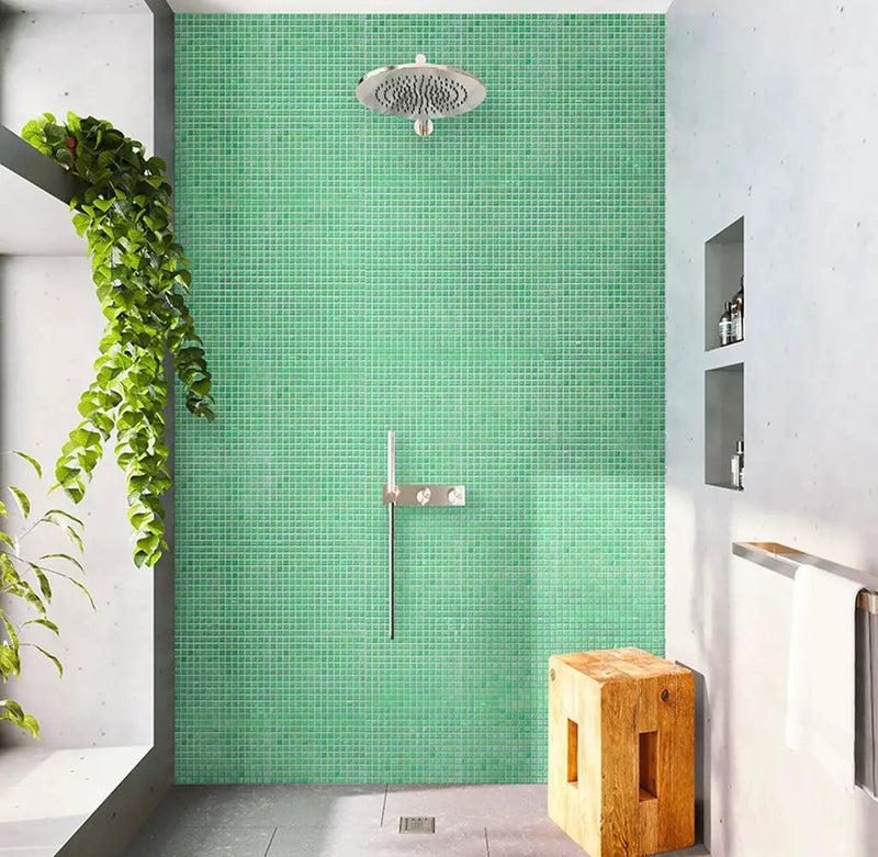 UFO Green 12x12 Glossy Uniform Square Glass Mosaic Tile (20 pack, 20 sq ft/case) by Apollo Tile