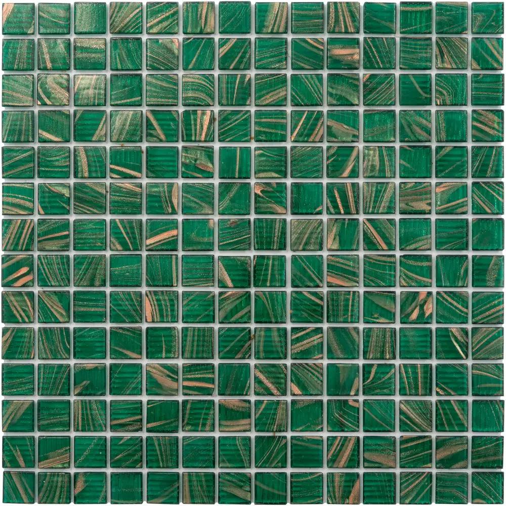 Lincoln Green Gold 12x12 Glossy Uniform Square Glass Mosaic Tile (20 pack, 20 sq ft/case) by Apollo Tile