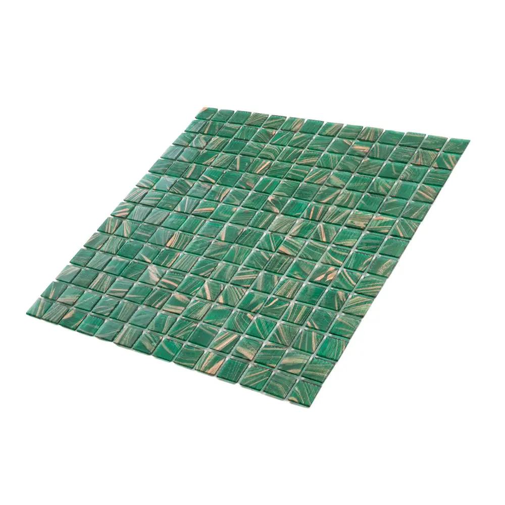 Lincoln Green Gold 12x12 Glossy Uniform Square Glass Mosaic Tile (20 pack, 20 sq ft/case) by Apollo Tile