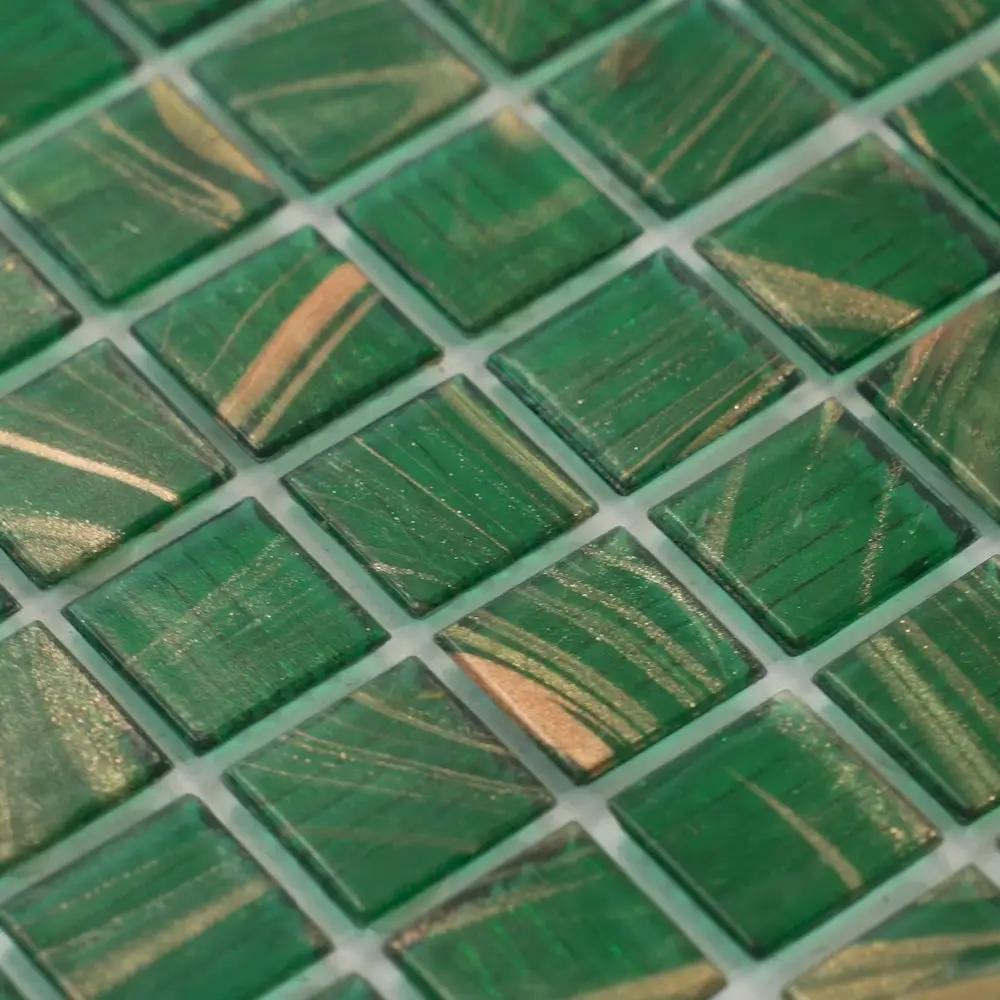 Lincoln Green Gold 12x12 Glossy Uniform Square Glass Mosaic Tile (20 pack, 20 sq ft/case) by Apollo Tile