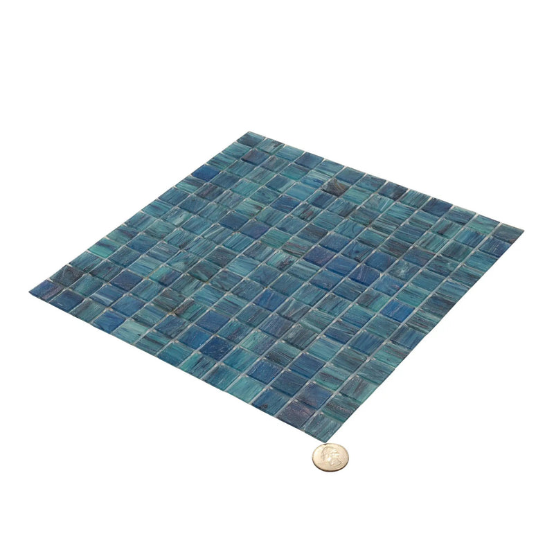 Sea Blue 12x12 Uniform Square Glossy Glass Mosaic Tile (20 pack, 20 sq ft/case) by Apollo Tile