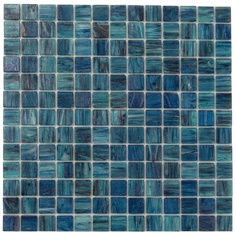 Sea Blue 12x12 Uniform Square Glossy Glass Mosaic Tile (20 pack, 20 sq ft/case) by Apollo Tile