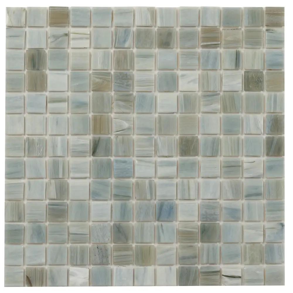 Pearl Blue 12x12 Glossy Uniform Square Glass Mosaic Tile (20 pack, 20 sq ft/case) by Apollo Tile