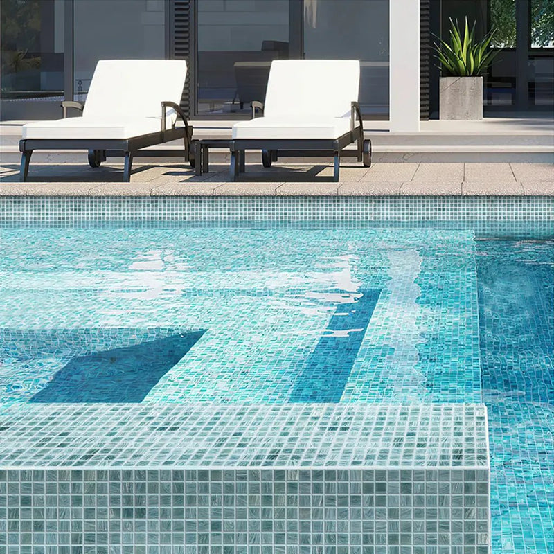 Pool Blue 12x12 Glossy Uniform Square Glass Mosaic Tile (20 pack, 20 sq ft/case) by Apollo Tile