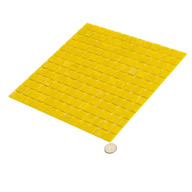 Canary Yellow 12x12 Glossy Uniform Square Glass Mosaic Tile (20 pack, 20 sq ft/case) by Apollo Tile