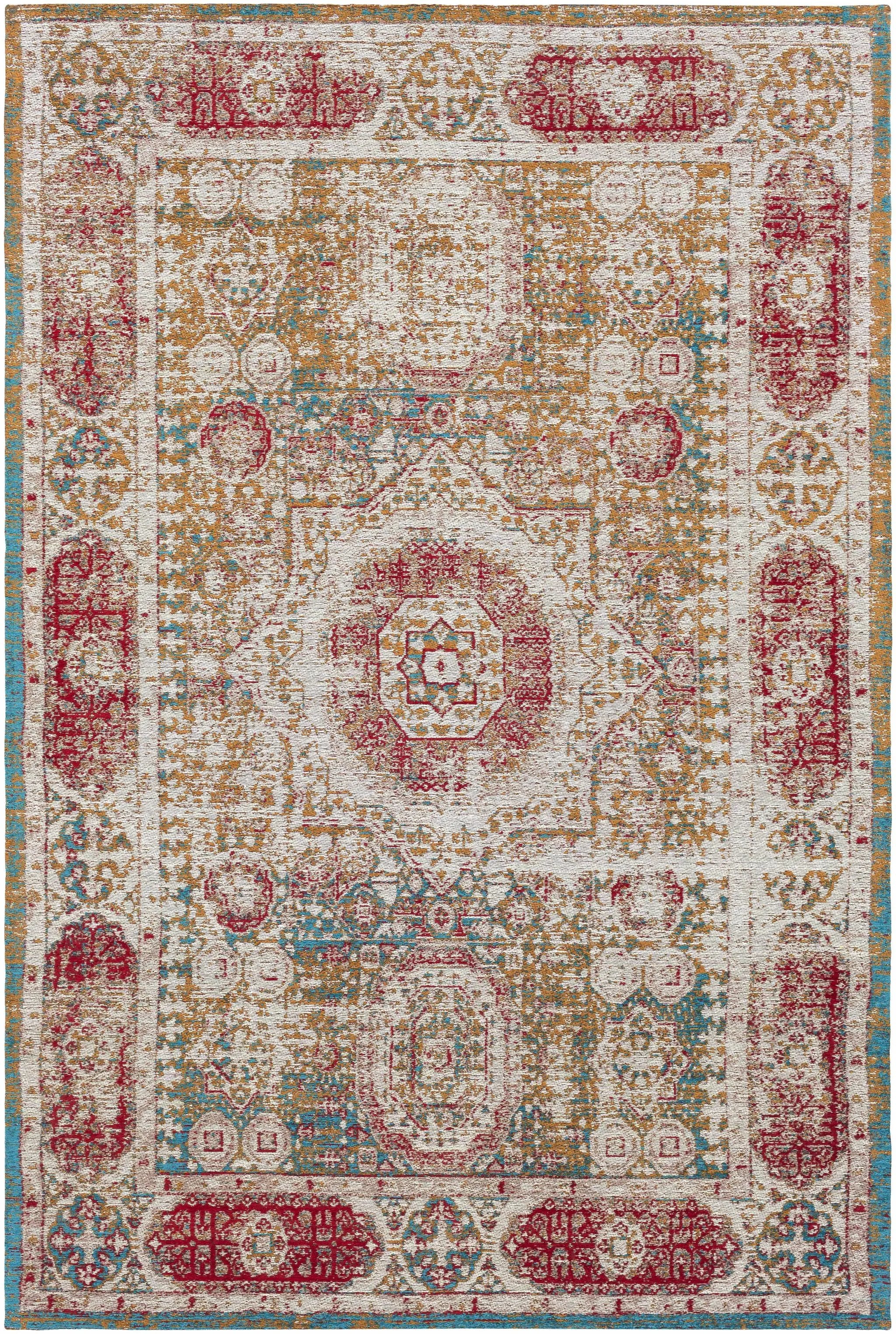 Wrangell Mustard/Red Damask Carpet Area Rug - Clearance by Boutique Rugs