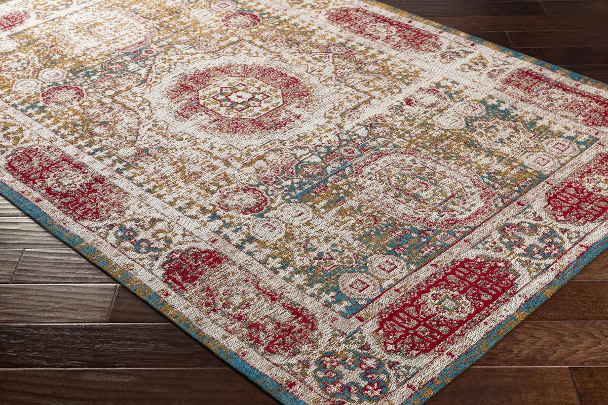 Wrangell Mustard/Red Damask Carpet Area Rug - Clearance, photo 2 of 4