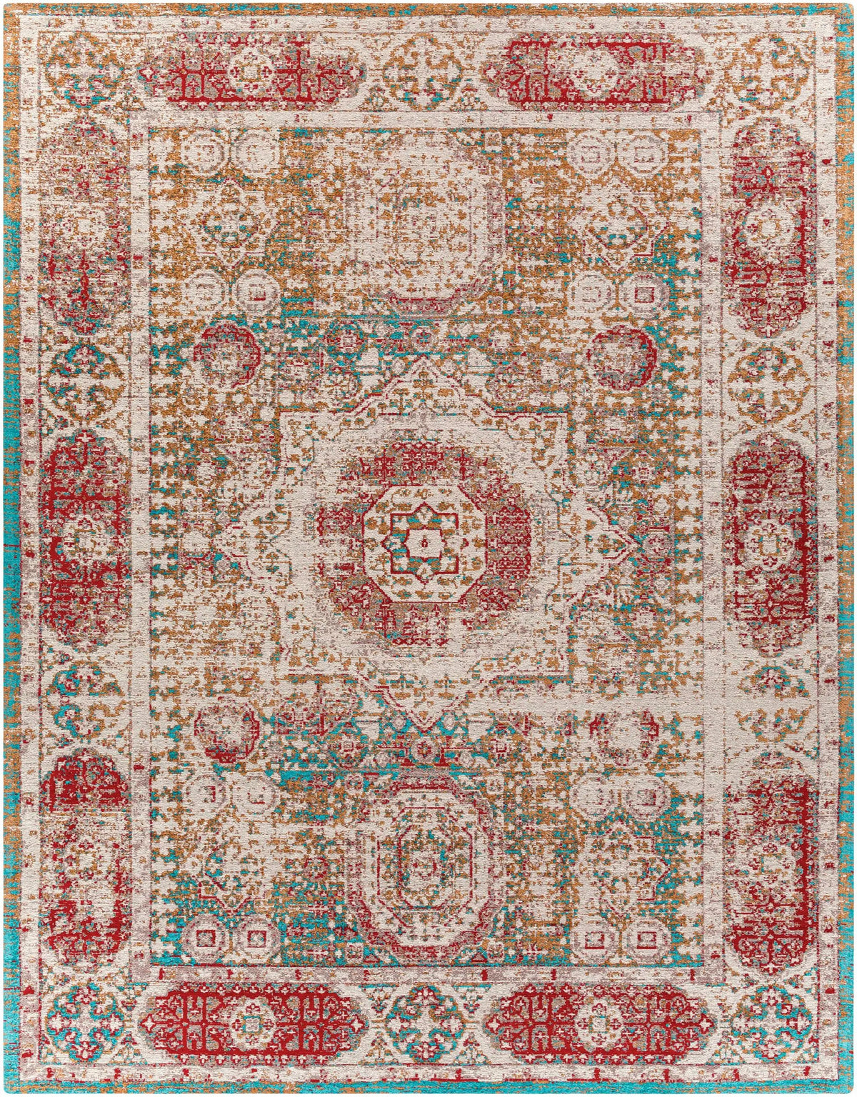 Wrangell Mustard/Red Damask Carpet Area Rug - Clearance, photo 4 of 4