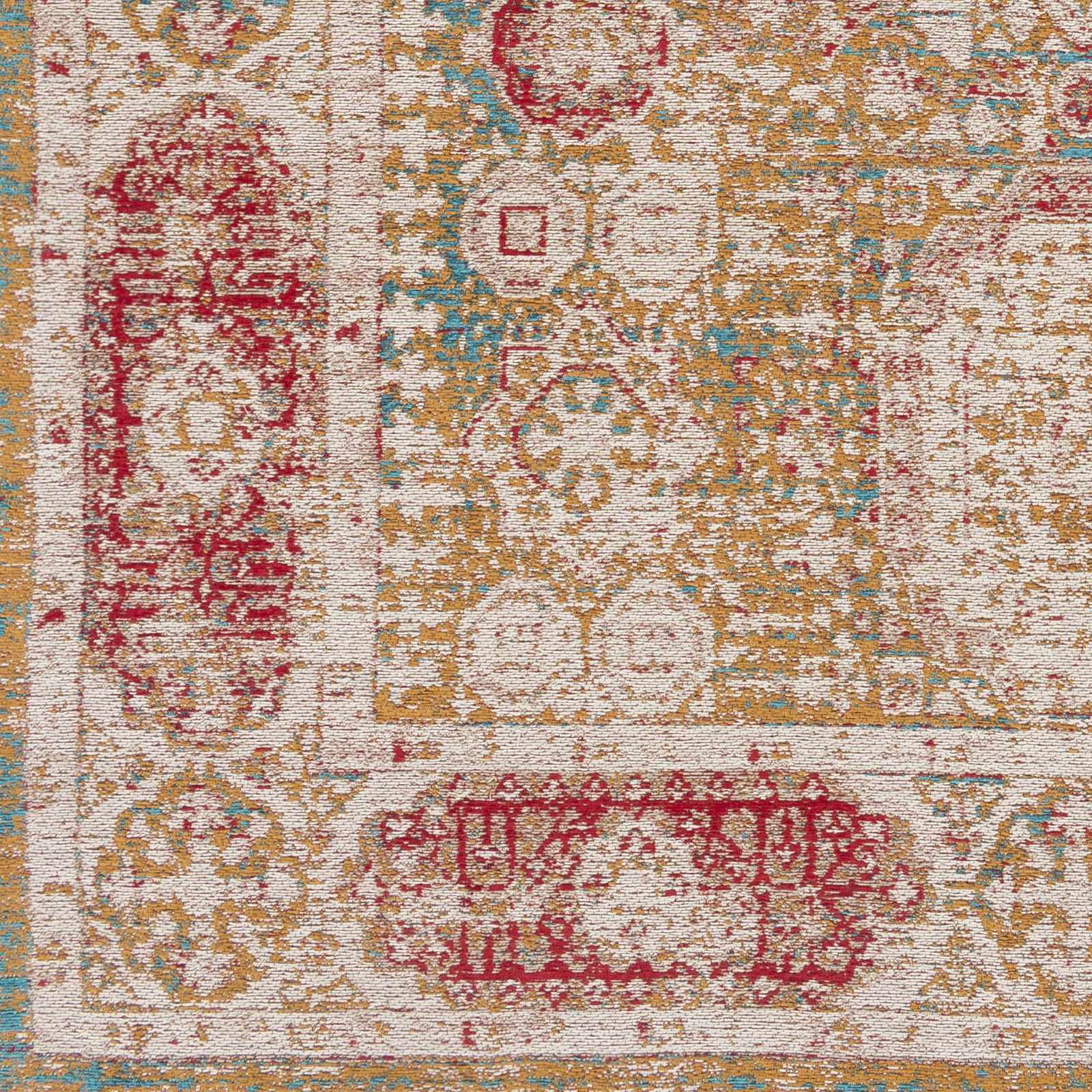 Wrangell Mustard/Red Damask Carpet Area Rug - Clearance by Boutique Rugs