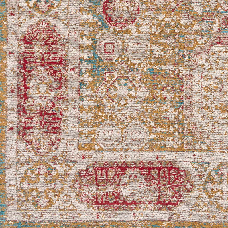 Wrangell Mustard/Red Damask Carpet Area Rug - Clearance by Boutique Rugs