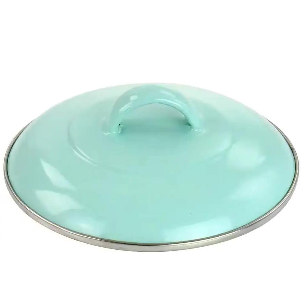 Small 1-Quart Turquoise Enameled Steel Dutch Oven with Lid by HomePacific