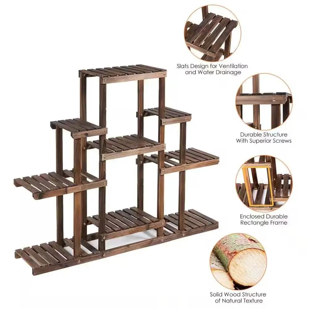 Modern Farmhouse 6-tier Wooden Bookcase Plant Stand Shelving Unit by HomePacific