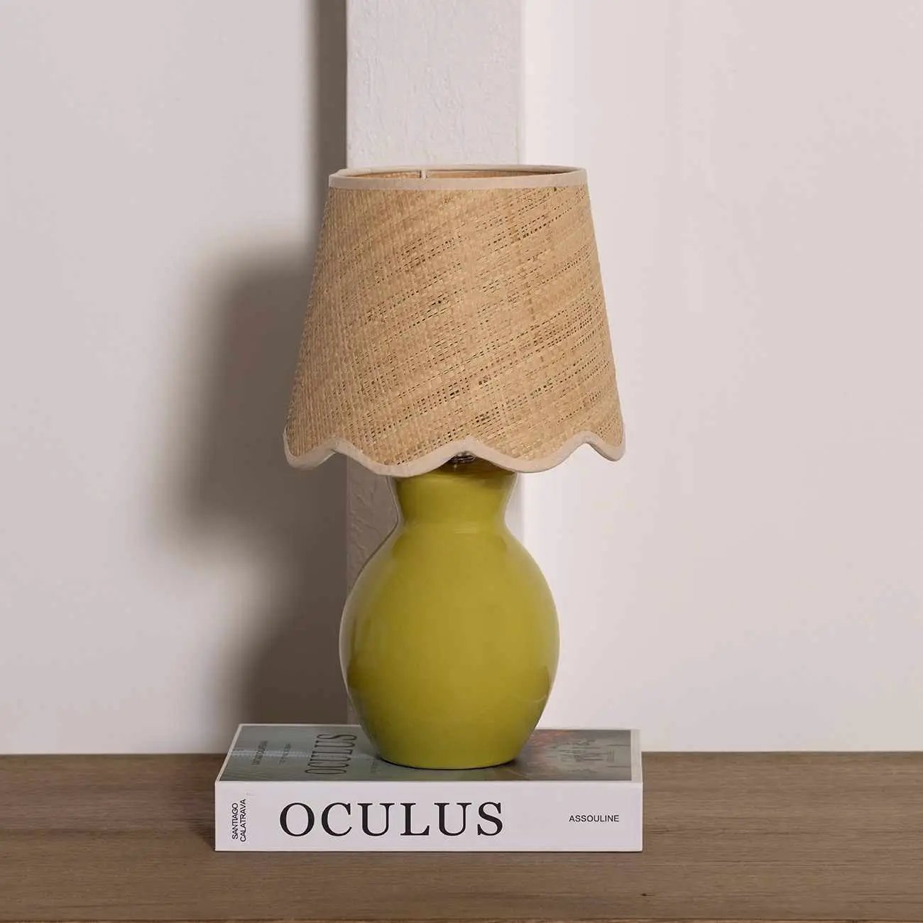 Salgareda Olive Rattan Table Lamp by Boutique Rugs
