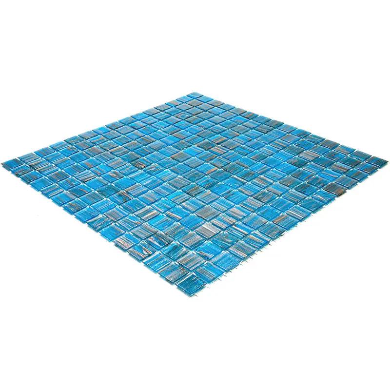 Blue Gold 12x12 Glossy Uniform Square Glass Mosaic Tile (20 pack, 20 sq ft/case) by Apollo Tile