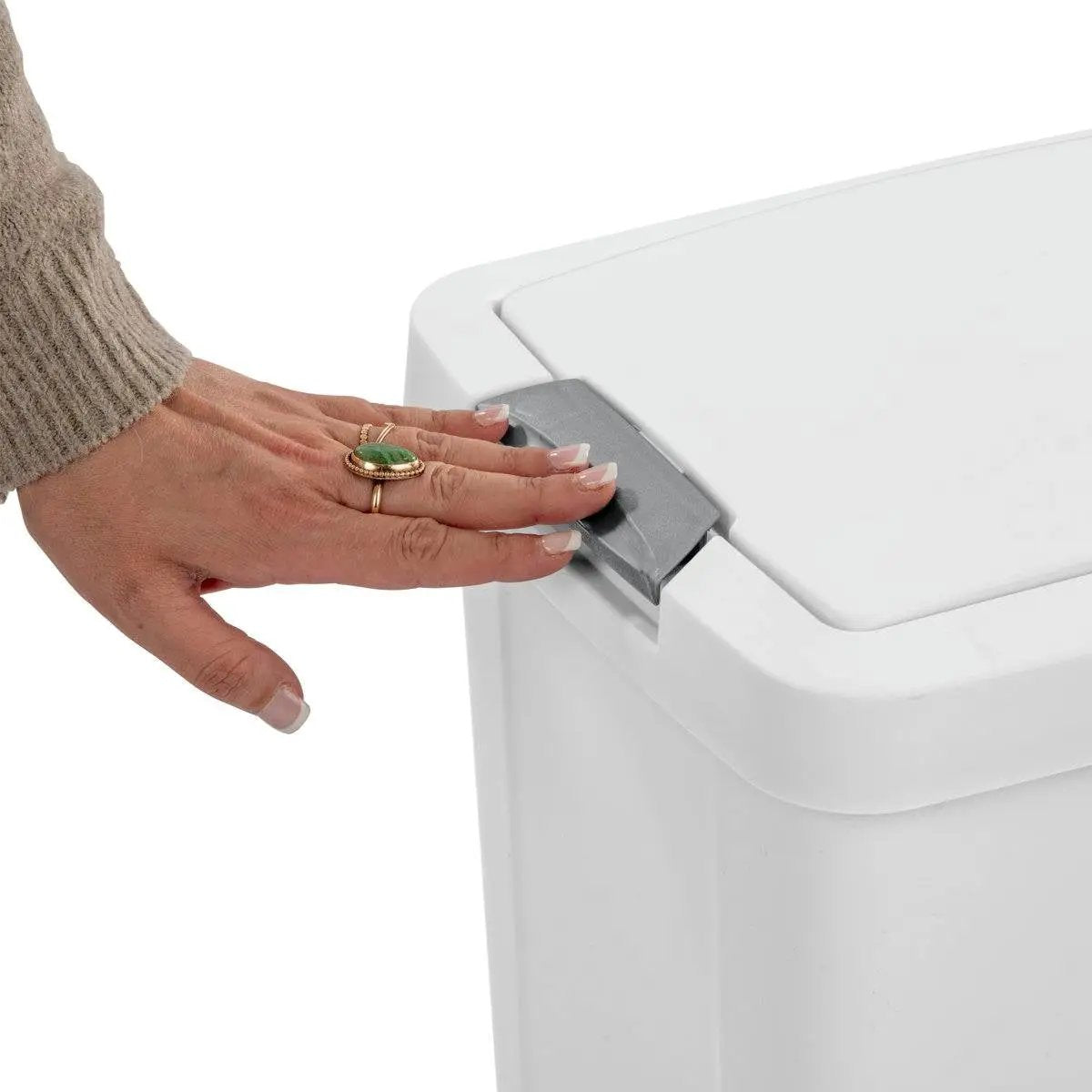 Set of 4 - White 8 Gallon Latch Top Kitchen Wastebasket Trash Can by HomePacific
