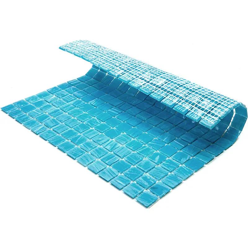 Sky Blue 12x12 Glossy Square Glass Mosaic Tile (20 pack, 20 sq ft/case) by Apollo Tile