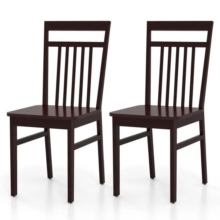 Set of 2- Modern Farmhouse Dark Wood High Back Dining Chair 280 lbs. Max Weight by HomePacific