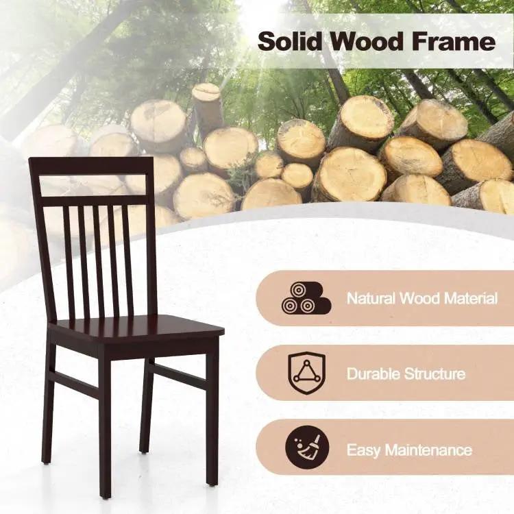Set of 2- Modern Farmhouse Dark Wood High Back Dining Chair 280 lbs. Max Weight by HomePacific