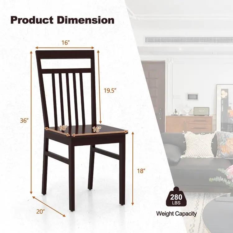 Set of 2- Modern Farmhouse Dark Wood High Back Dining Chair 280 lbs. Max Weight by HomePacific