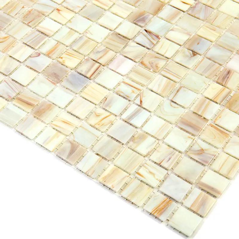 Beige 12x12 Glossy Uniform Square Glass Mosaic Tile (20 pack, 20 sq ft/case) by Apollo Tile