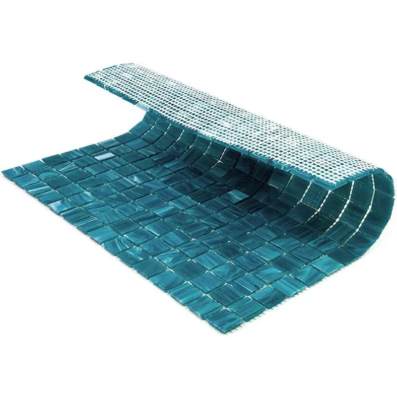 Pacific Blue 12x12 Glossy Uniform Square Glass Mosaic Tile (20 pack, 20 sq ft/case) by Apollo Tile